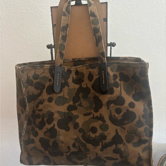Coach Tan Leopard Print Tote with Colorful Dinosaur - Picture 2 of 6